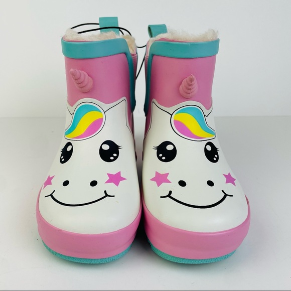 Lily and Dan Children’s Fur Lined Pink Unicorn Rain Boots Toddler’s Size 7/8 - Picture 6 of 12